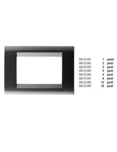 Gewiss 8-Sitzer-Platte in Metallic-Schiefer GW32007 Playbus